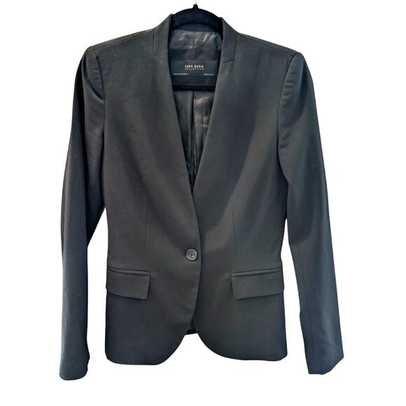 Zara Basic Black One-Button Blazer Jacket Slim Fit Lightweight Career USA 2 - Picture 1 of 6